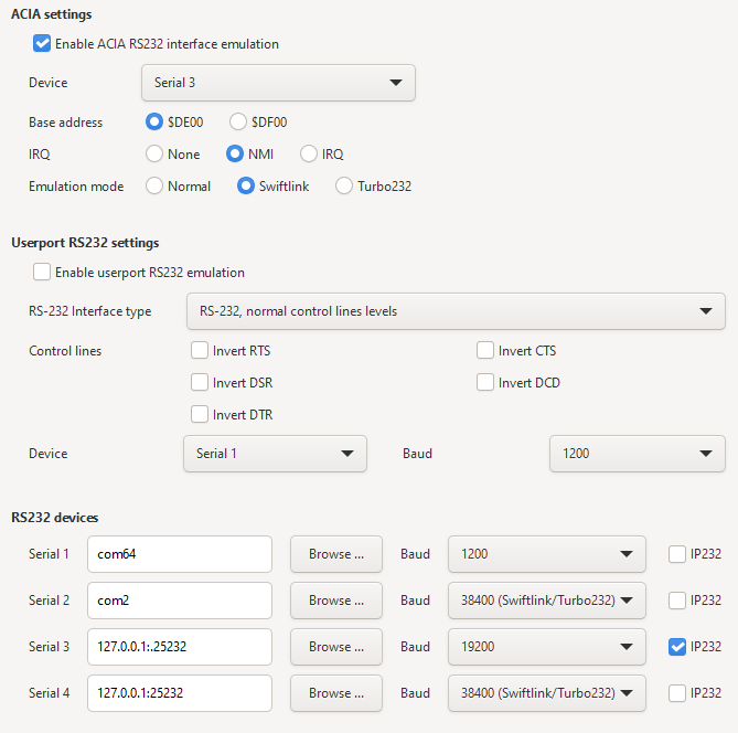 Winvice Tcpser + WinVICE 3.6.1 (GTK) -- What am I doing wrong? - Commodore 64 ...